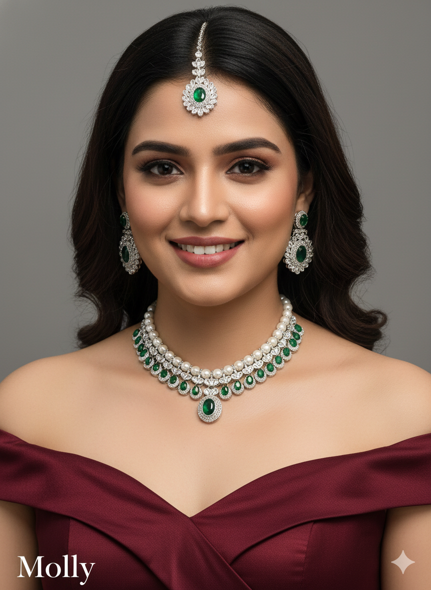 Silver Mroon Necklace Molly sets