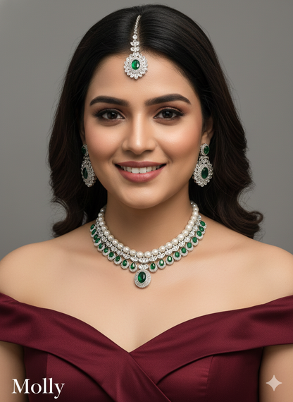 Silver Mroon Necklace Molly sets