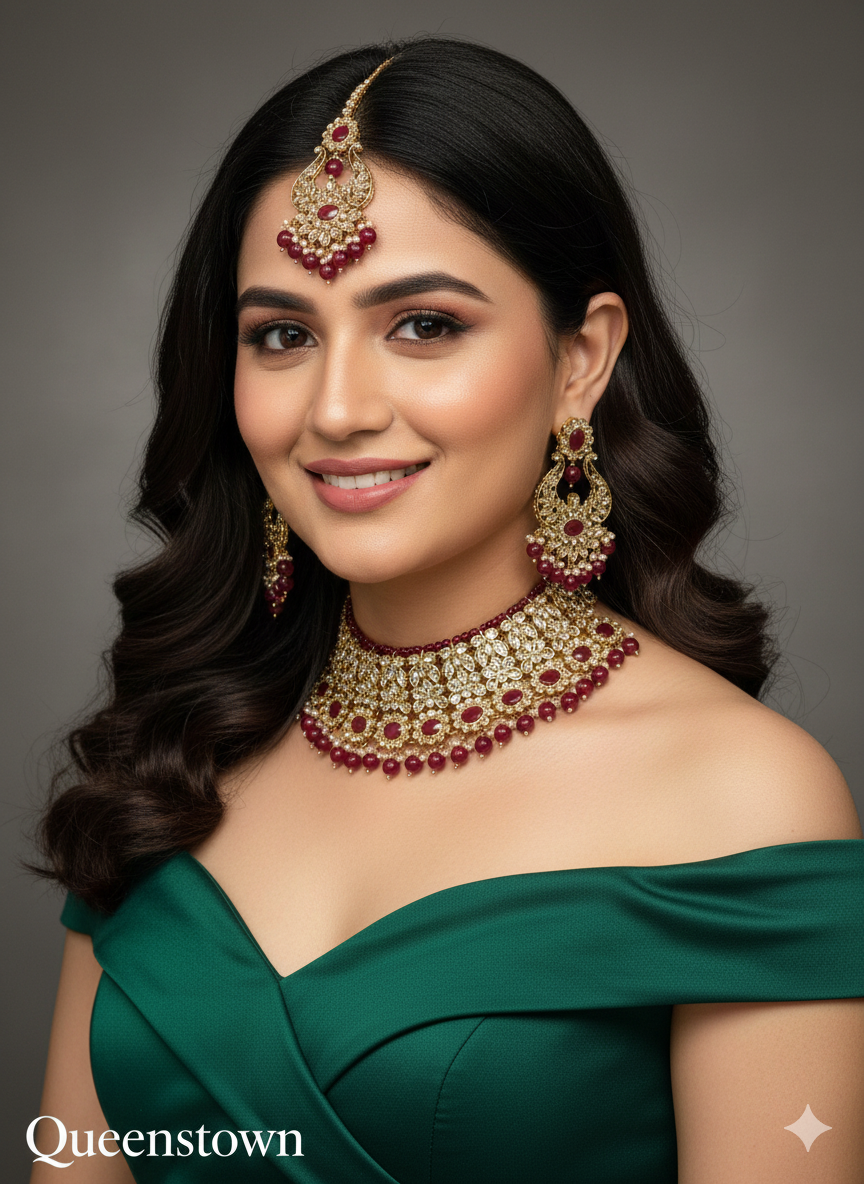 Indian  Jewellery/Dark gold necklace Set/Bollywood Gold Indian Jewelry Jewellery queenstown Set /Bridesmaid jewellery sets