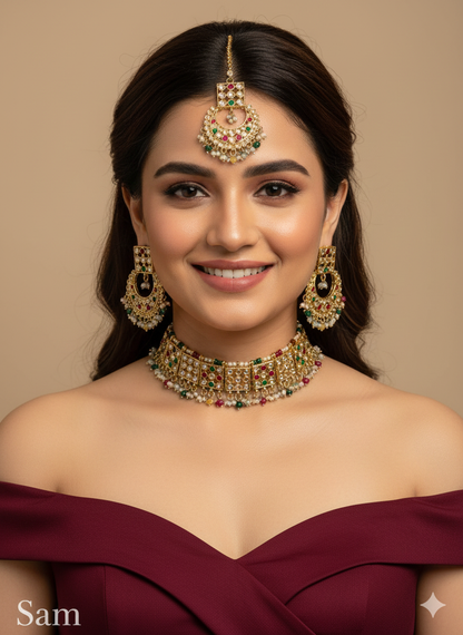 Antique Gold Choker Set/ dark gold Indian  Bridesmaid sam Jewellery