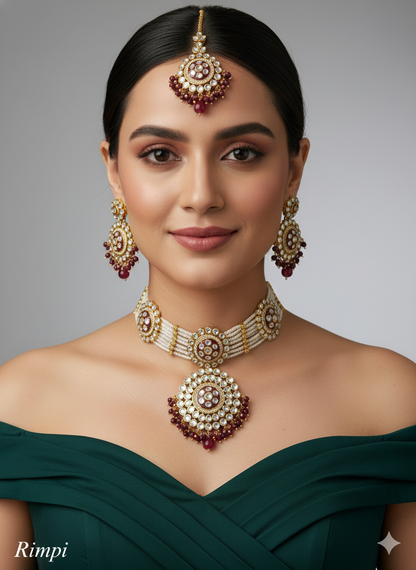 Green Lavender kundan Choker Indian jewellery Rimpi sets