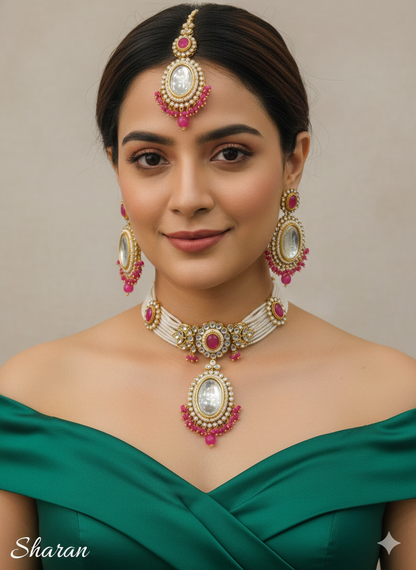 Mint kundan Choker Indian jewellery Sharan sets