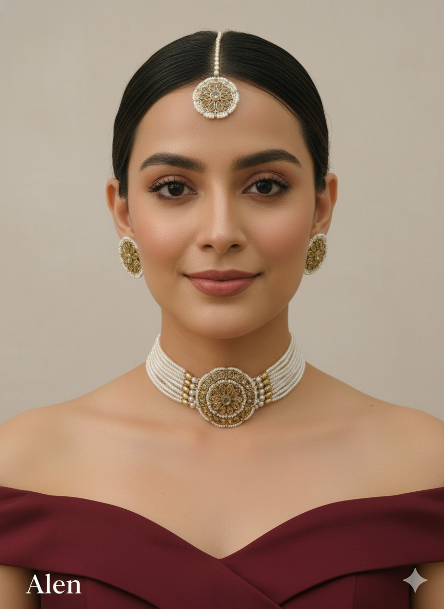 Antique gold finish Jewelry Choker Set /Antique gold finish choker Jewellery alen set