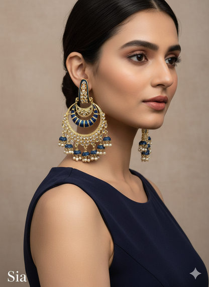 Indian Jewellery/Gold Indian Earrings Tikka Set/Indian blue, pink, green,  pastel green chand balli  sia Earrings