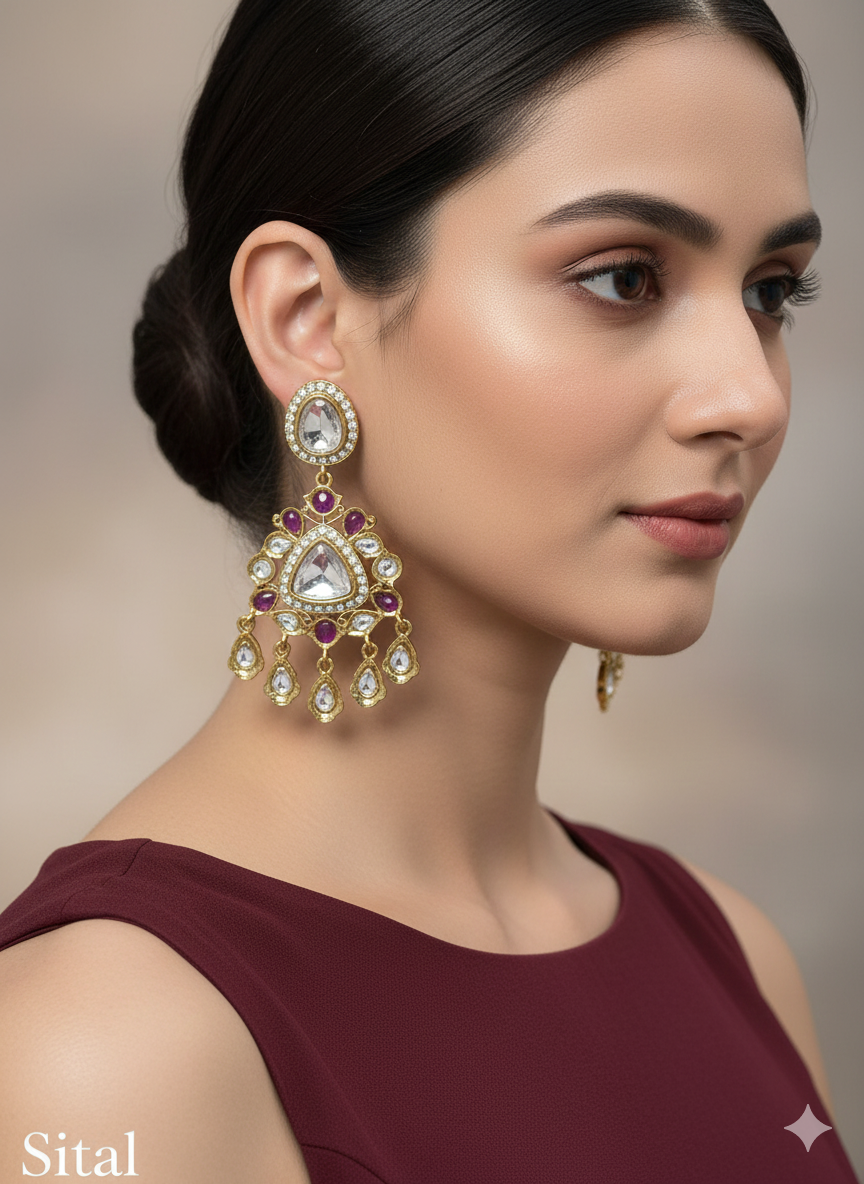 Indian Kundan purple Sital Earrings