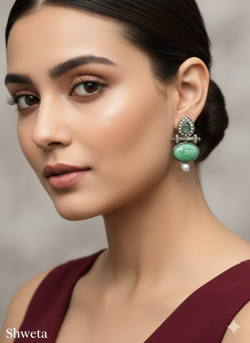 Blue Oxidized Metal Shweta Earrings