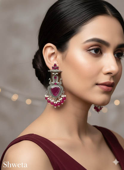 Blue Oxidized Metal Shweta Bollywood Earrings Jewellery