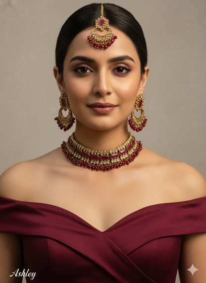 Indian   Jewellery /Dark Gold sky choker Set/Indian choker Mehndi Polish ashley necklace