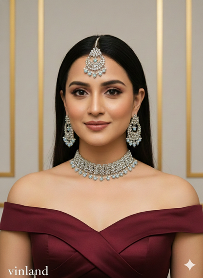 Choker Set / dark gold green bollywood choker vinland Jewellery