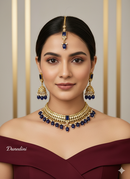 Indian jewellery Choker Set/Dark gold green choker Jewellery set dunedin Indian choker set