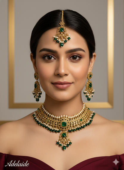 Indian Jewelry Jewellery/Dark gold choker Set/Dark gold Maroon Indian Jewellery adelaide Set