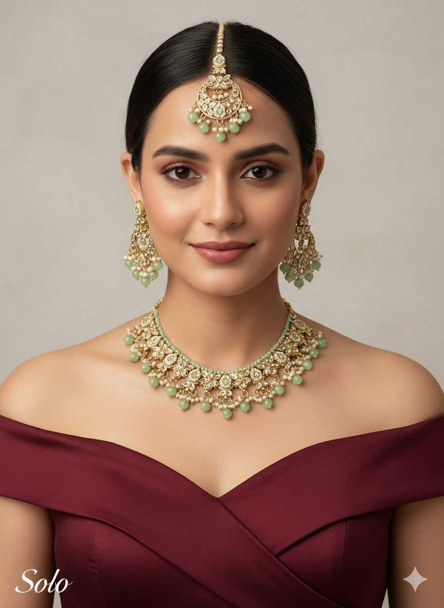 Kundan gajjri necklaceJewellery Set/ Gold gajjri kundan Indian jewellery kundan solo sets