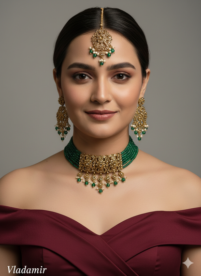 Choker Set / Maroon choker Jewellery set/Indian vladimir choker set