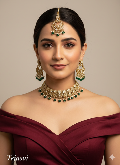 Choker Set / Navy Blue Choker Jewellery set with Jhumar /Indian Tejasvi choker set