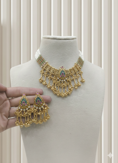 Gold Polki Necklace set/ Gold Necklace Mintin sets