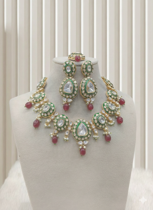 White Kundan necklace Set/ kundan Indian jewellery kundan Dimpy sets