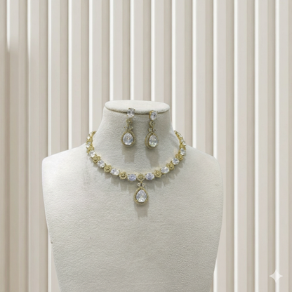 Antique American Diamond AD Sona Necklace Set /Indian Necklace Jasika Set