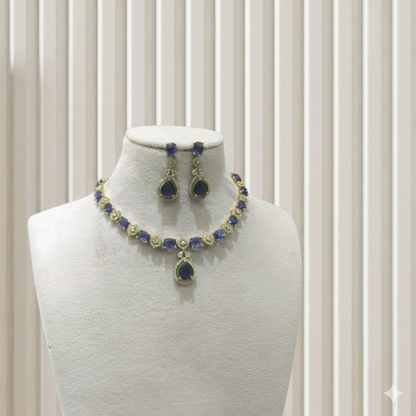 Antique Purple American Diamond AD Sona Necklace Set /Indian Necklace Jasika Set