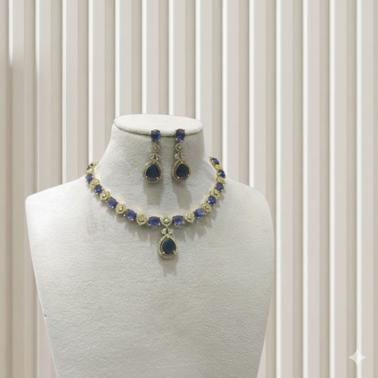 Antique Purple American Diamond AD Sona Necklace Set /Indian Necklace Jasika Set