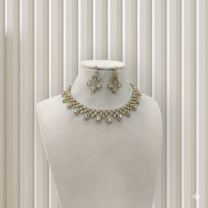 Antique American Diamond AD Sona Necklace Set /Indian Necklace Devin Sets