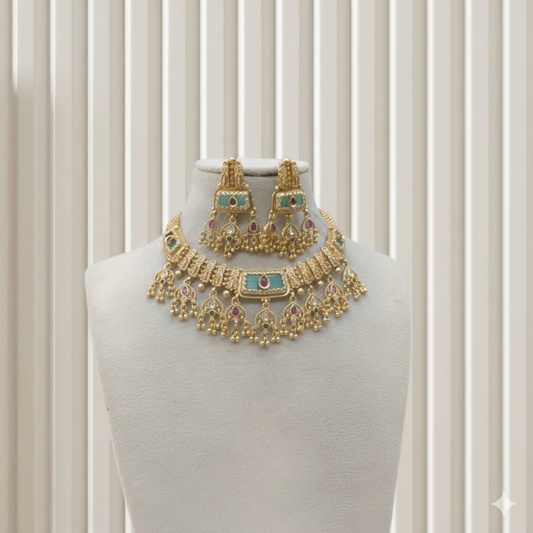 Gold Polki Necklace set/ Gold Necklace Mintin sets