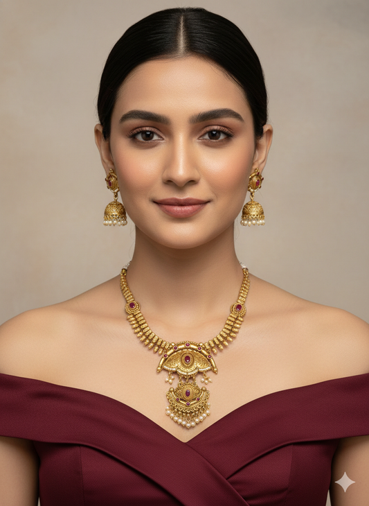 Gold Polki Necklace set/ Gold Necklace Amiri sets