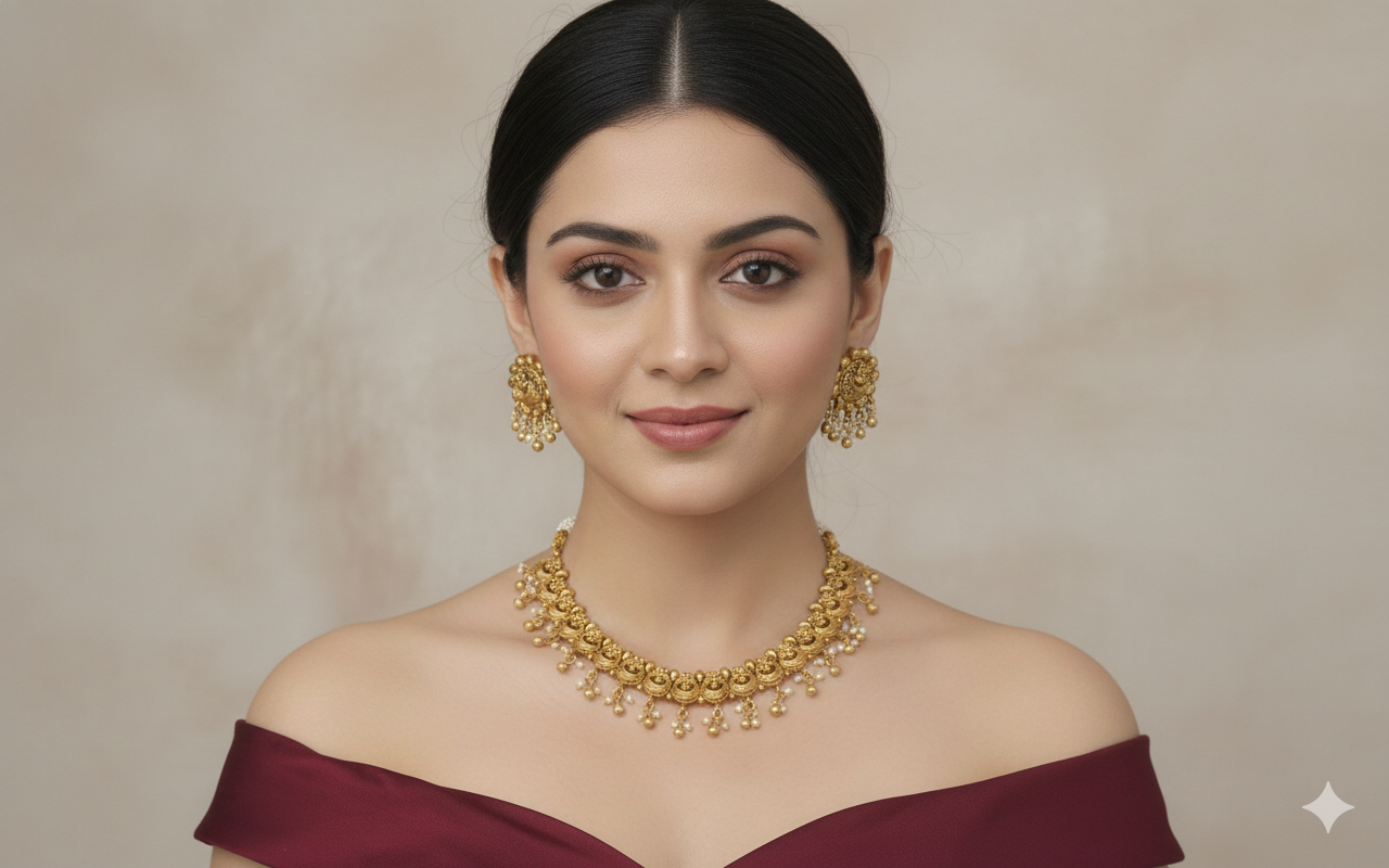 Gold Polki Necklace set/ Gold Necklace Amiri sets