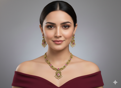 Gold Polki Necklace set/ Gold Necklace Amiri sets