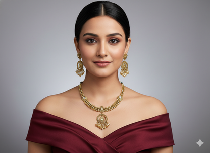 Gold Polki Necklace set/ Gold Necklace Amiri sets