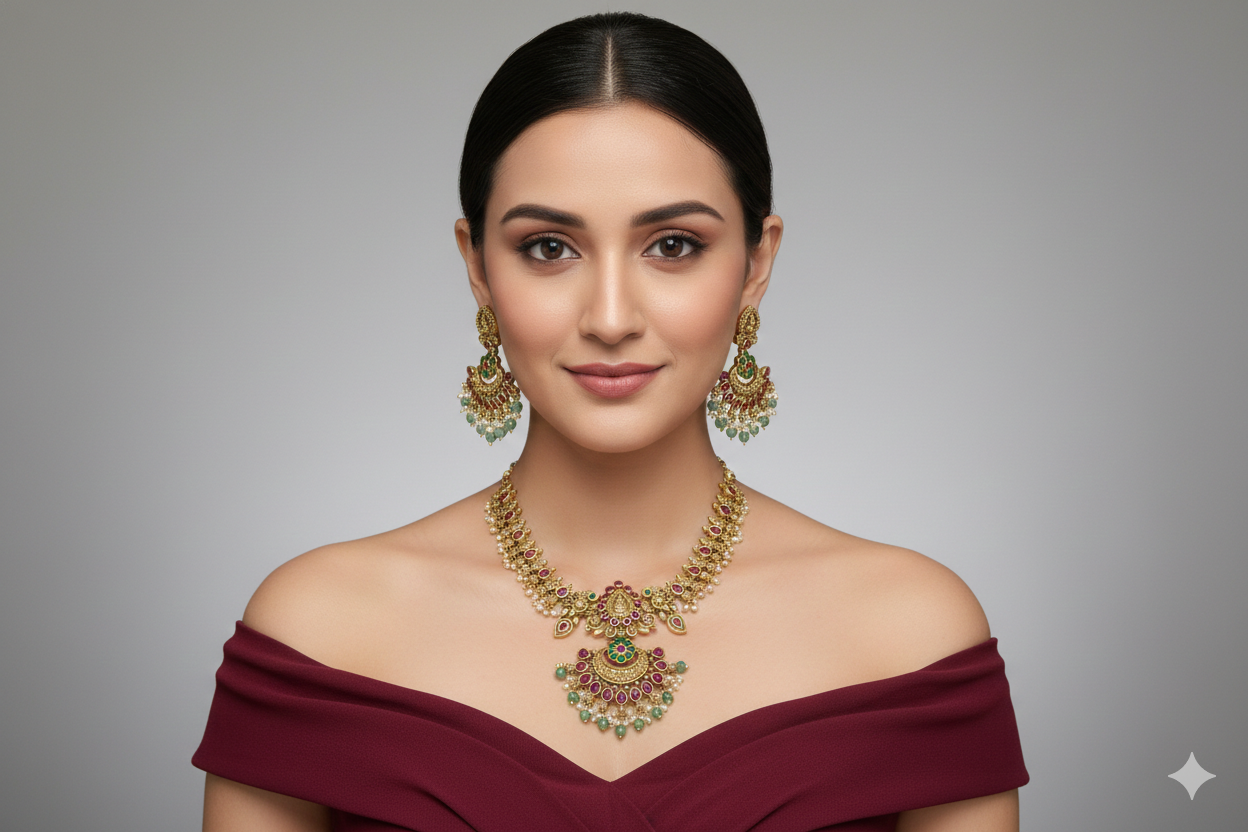 Gold Polki Necklace set/ Gold Necklace Amiri sets