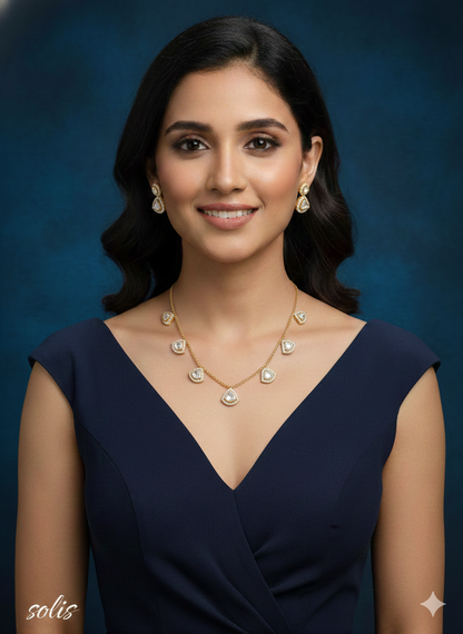 Gold Moissanite Kundan Necklace Indian Jewellery Solis Set