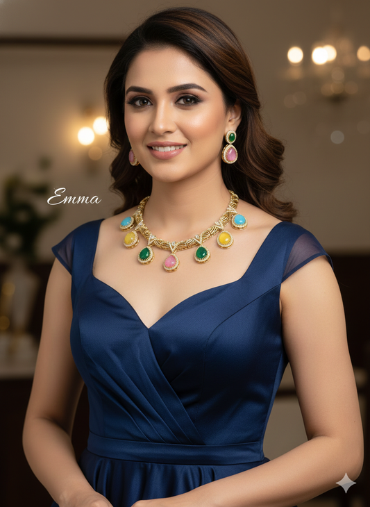 Multi color Necklace Indian Jewellery Emma Set