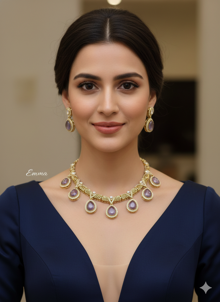 Grey Necklace Indian Jewellery Emma Set