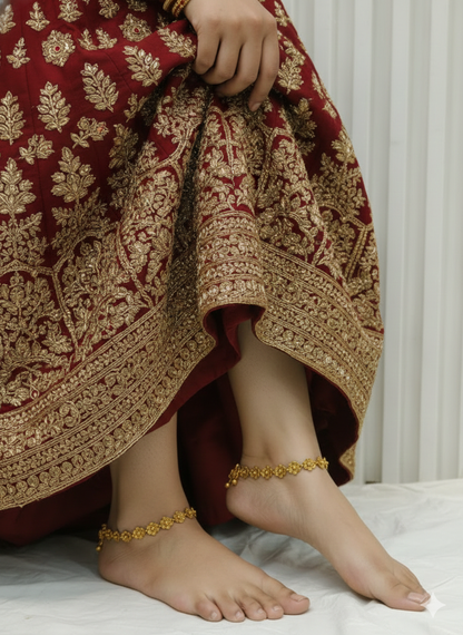 Gold Anklets Jhanjar Payal Indian Jewellery  Set