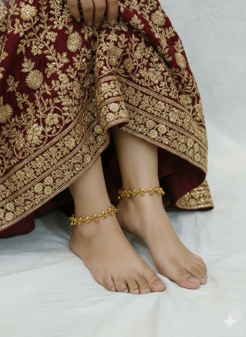 Gold Anklets Jhanjar Payal Indian Jewellery  Set