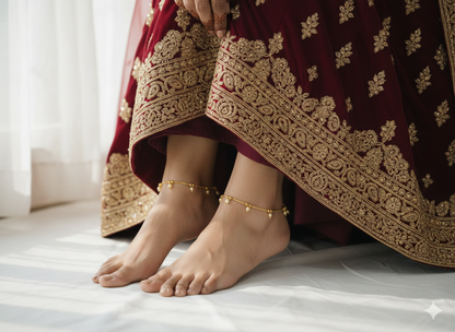 Gold Anklets Jhanjar Payal Indian Jewellery  Set