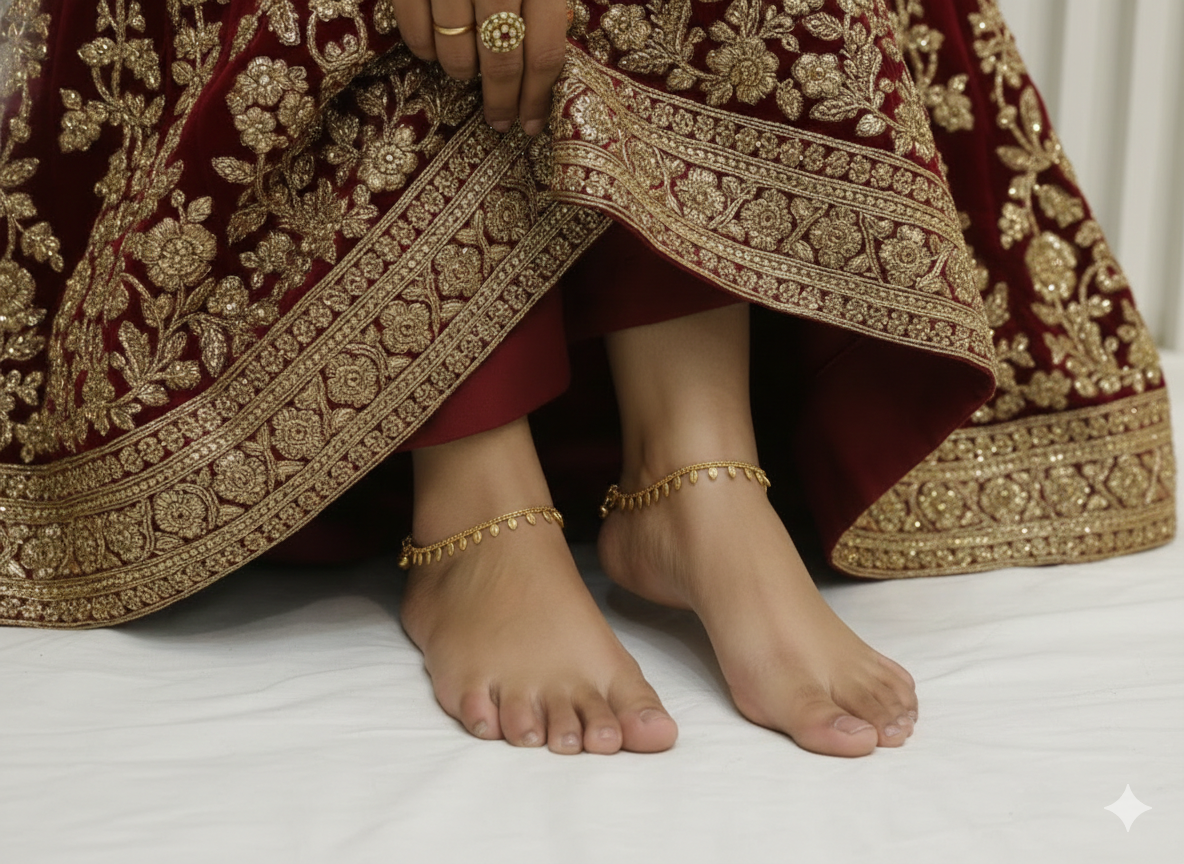 Gold Anklets Jhanjar Payal Indian Jewellery  Set