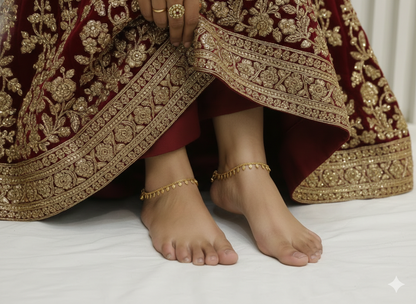 Gold Anklets Jhanjar Payal Indian Jewellery  Set