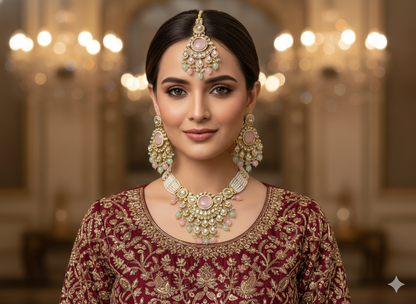 Mint pink Kundan necklace Set/ kundan Indian jewellery kundan Ekta sets