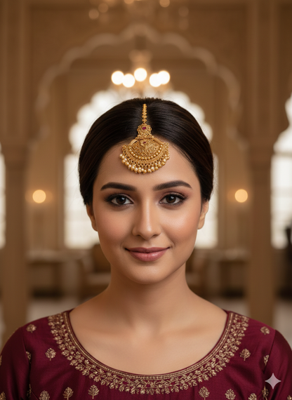 Gold polki Tikka Jewellery Indian Headpiece Jewellery