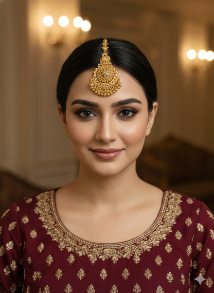 Gold polki Tikka Jewellery Indian Headpiece Jewellery