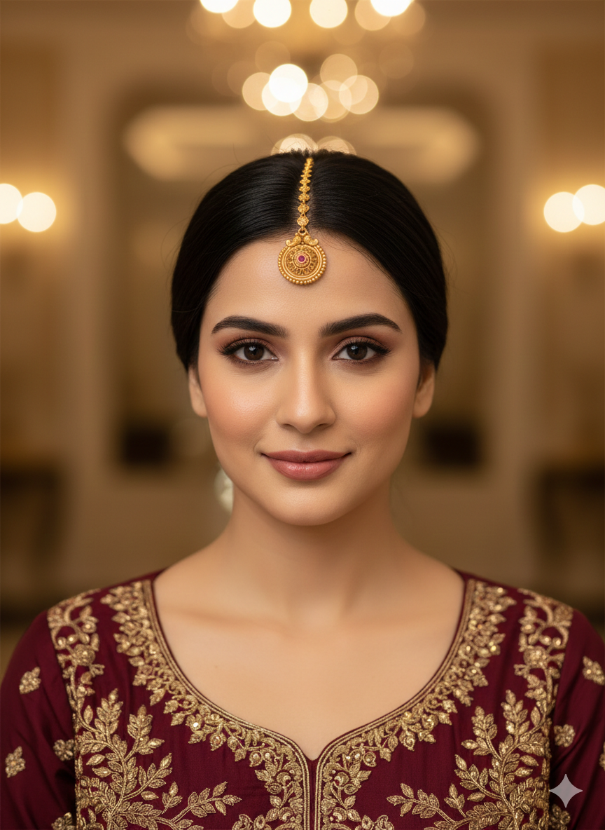 Gold polki Tikka Jewellery Indian Headpiece Jewellery