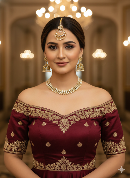 Antique Gold Necklace Set/ Antique gold Indian Bridal Jagjeet Jewellery
