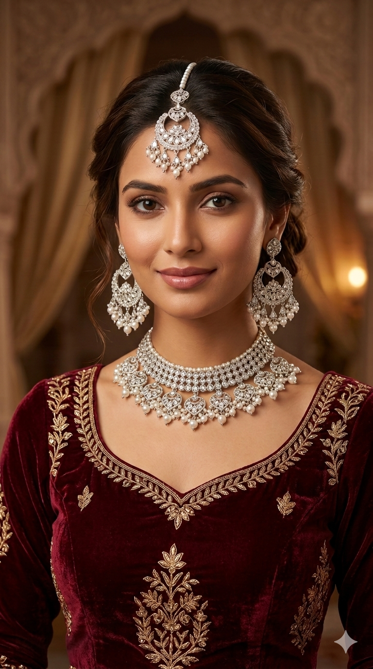 Silver necklace Set/ Silver Bridal necklace set Via Jewellery