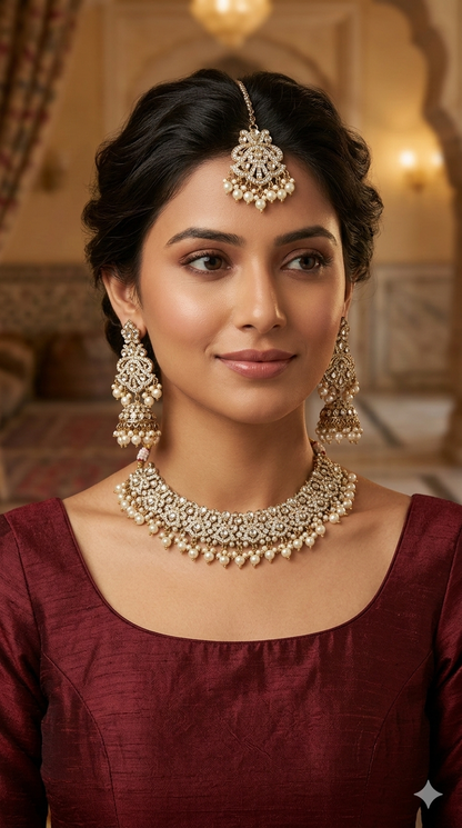 Antique Gold Necklace Indian Jewelry Anvi Set