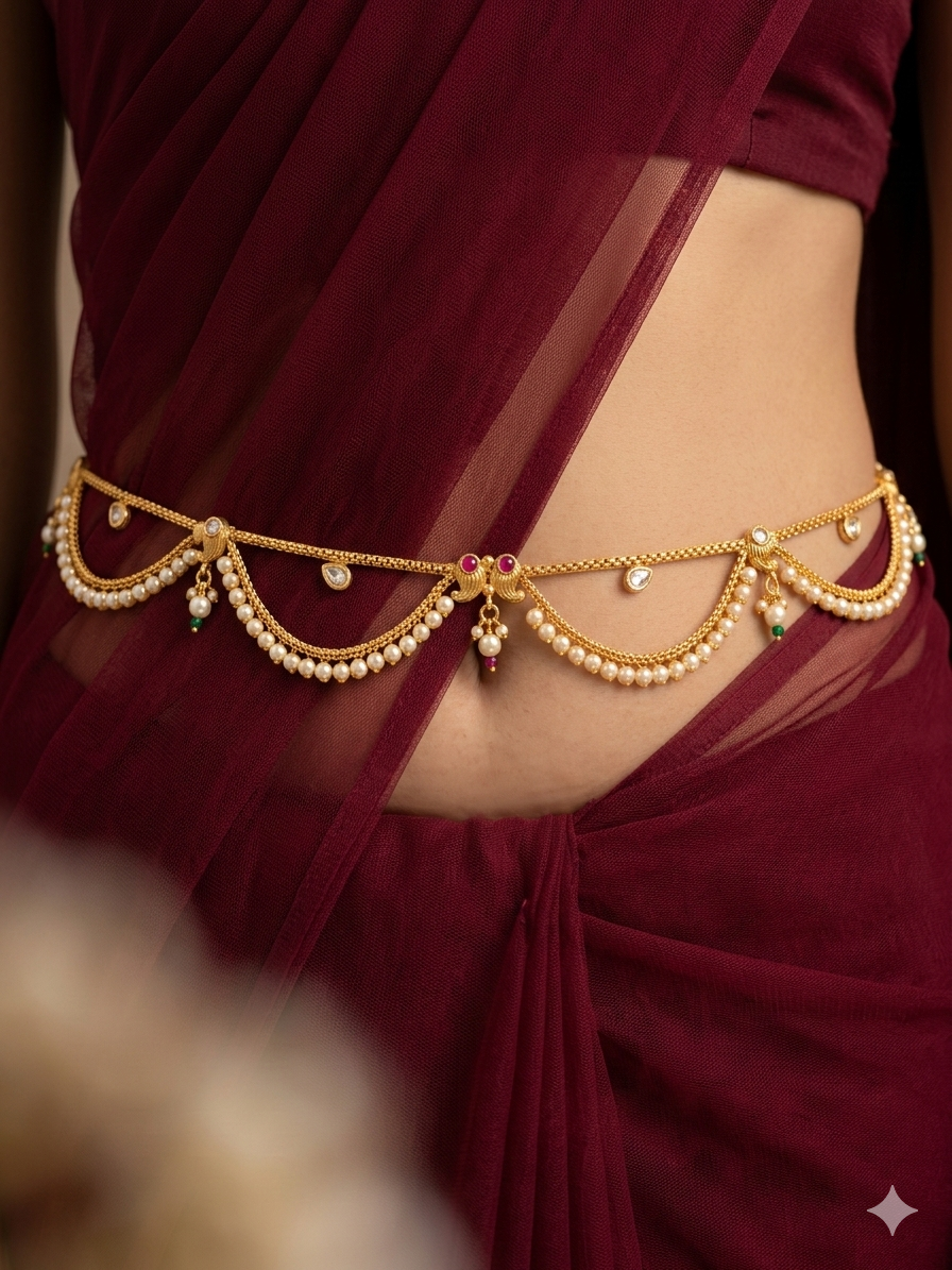 Gold Indian Belly Chain kamarbelt Saree Chain