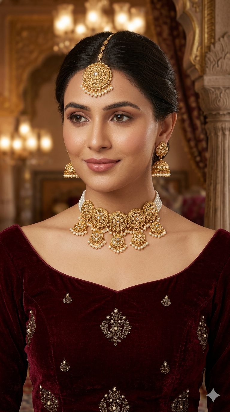 Gold Polki Kundan choker set/ Gold choker Kripa set