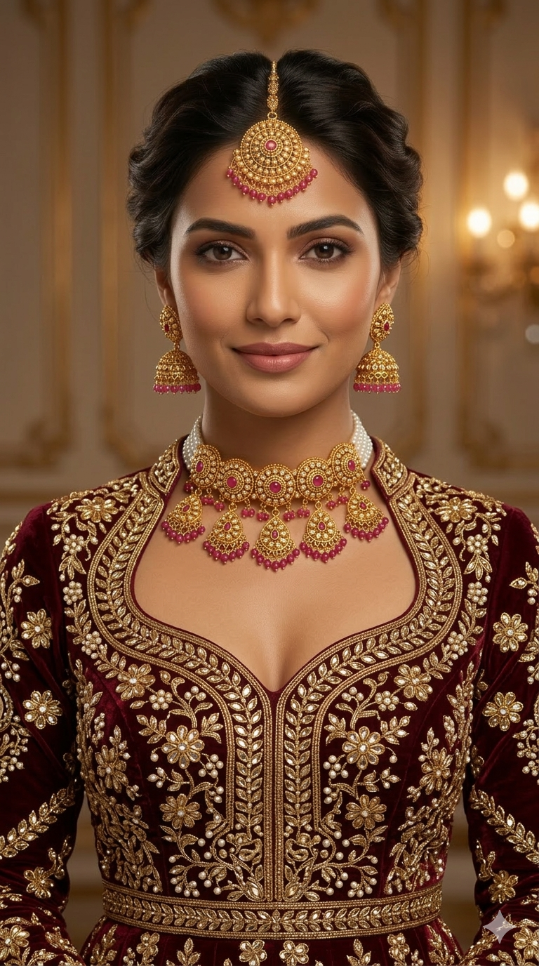 Gold Polki Ruby Kundan choker set/ Gold choker Kripa set