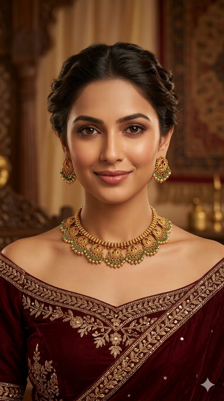 Gold Polki Ruby Sage Green Necklace Jewellery Lucy Set
