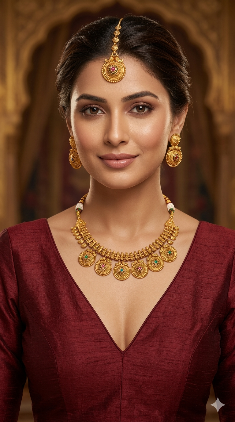 Gold Polki Ruby Green Necklace Jewellery Lucy Set
